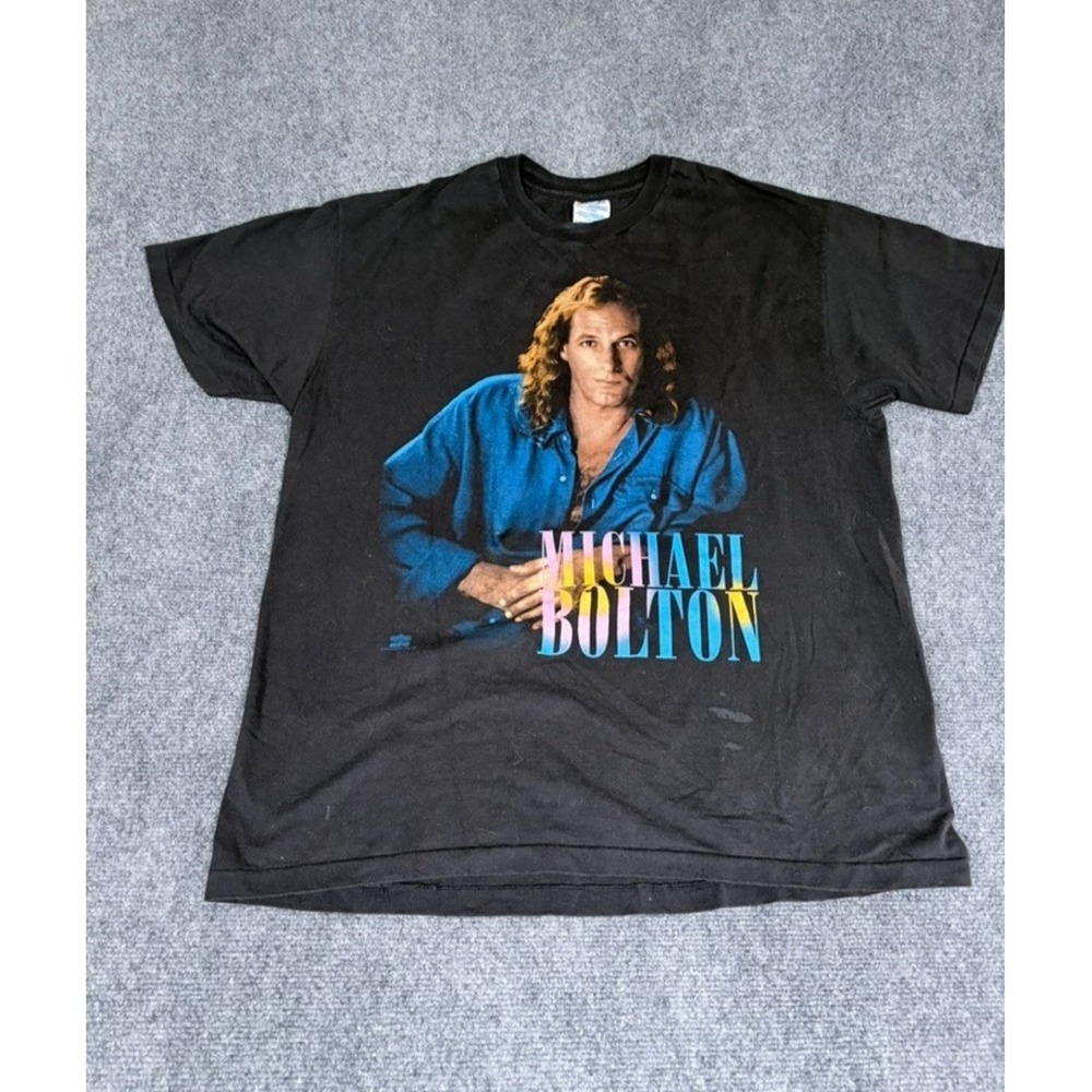 VTG Hanes Michael Bolton Black Mens Tshirts SingleStitch 1994 World tour Size XL